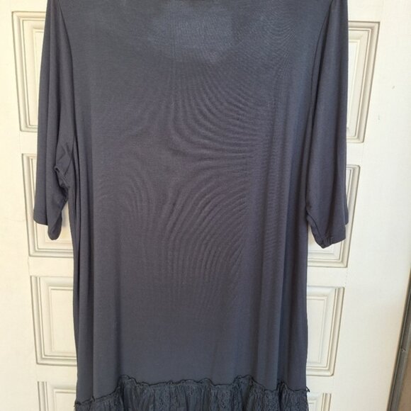 LOGO by Lori Goldstein Dress Knee Length Lace Hem Black SzXL Knit Flawless - Picture 10 of 10